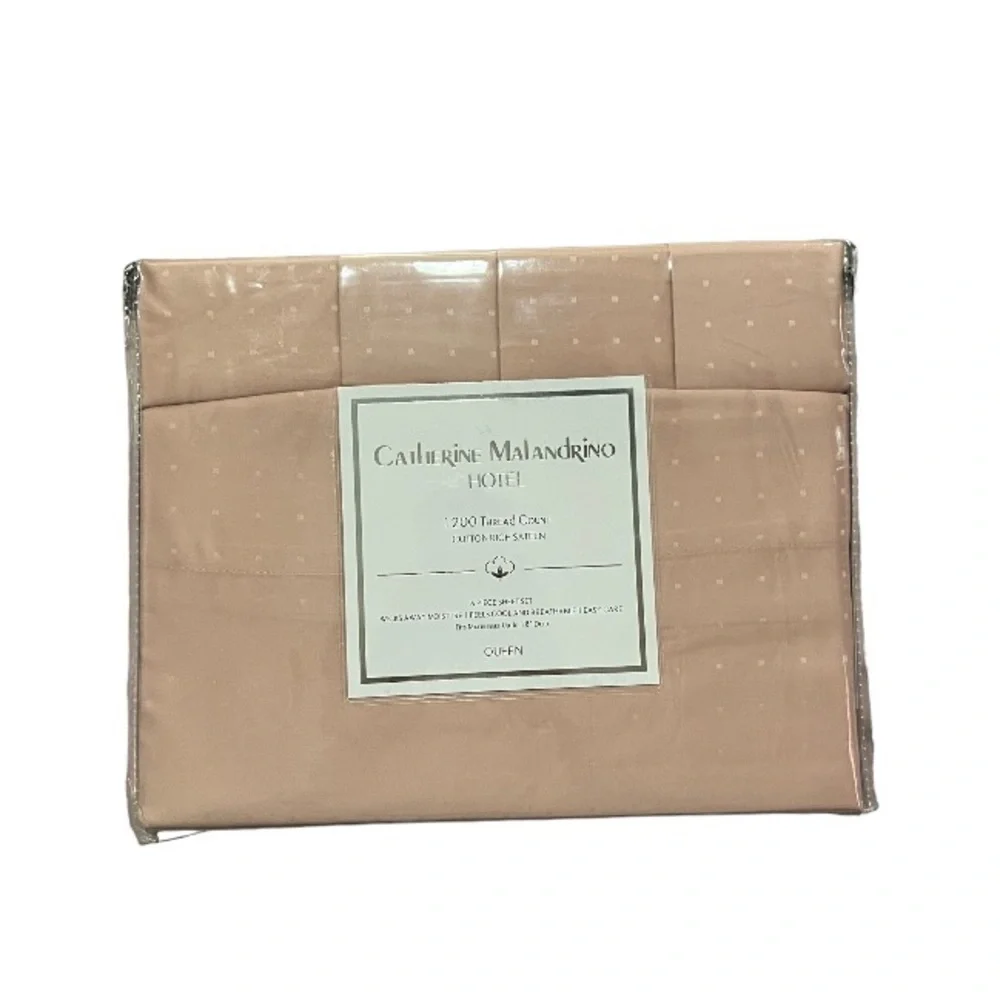 🆕CATHERINE MALANDRINO 1200 TC COTTON RICH SATEEN 6PC SHEET SET QUEEN BLUSH PINK